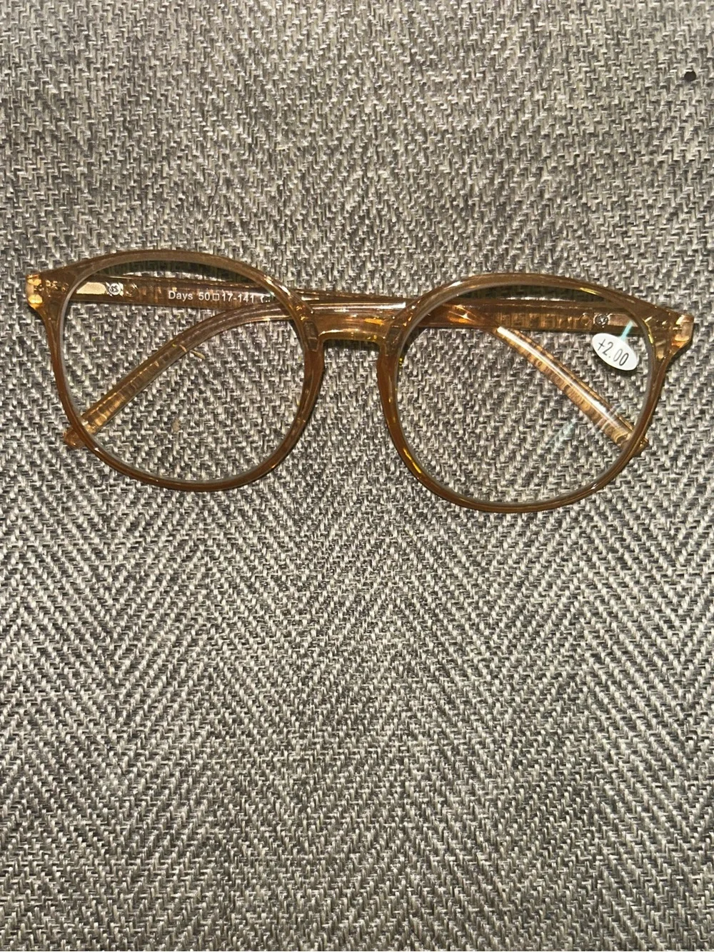 Transparent Amber Round Reading Glasses - in +2.00